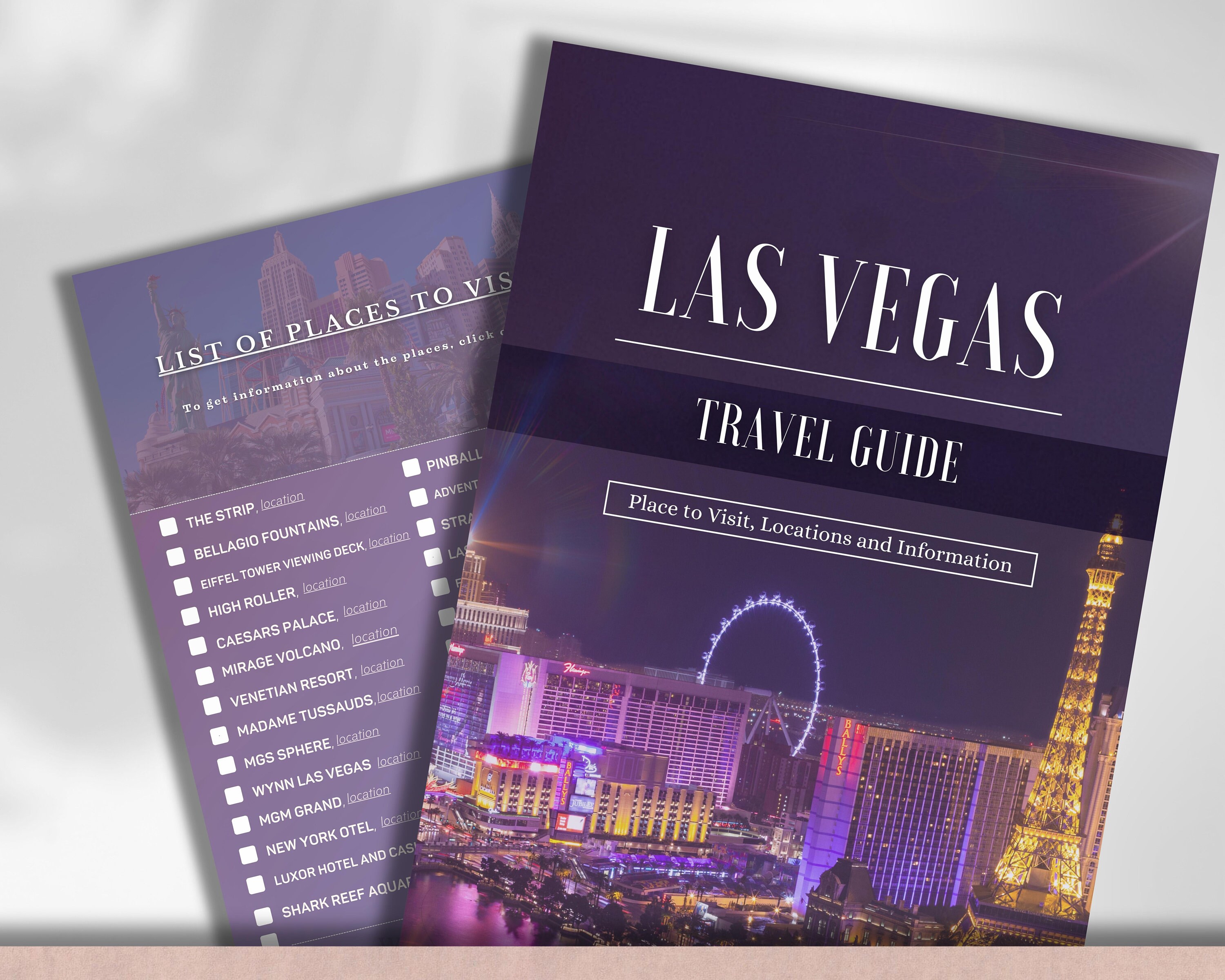 LAs Vegas Travel Guide -Places to Visit in Las Vegas 2024 -Digital Travel Planner-Printable Bucket List-Las Vegas Trip Itinerary- To Do List