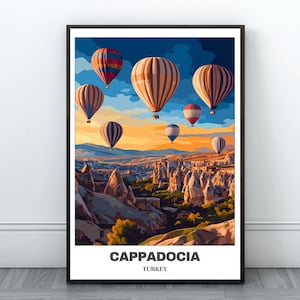 Cappadocia Travel Printable Poster - Turkey Travel Poster - Cityscape Painting -Digital Wall Art - Cappadocia Home Decor - Goreme Trip Print
