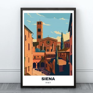 Siena Printable Travel  Poster - Italy Travel Poster - Citycape Painting - Digital Print Wall Art - Siena Home Decor- Siena Trip Art Print