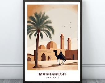 Marrekesh Travel Printable Poster - Morocco Travel Poster - Cityscape Painting - Digital Print Wall Art - Marrakesh Decor - Morocco Travel
