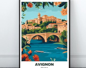 Avignon Travel Printable Poster - FranceTravel Poster - Citycape Painting - Digital Print Wall Art - Avignon Home Decor - Avignon Trip Print