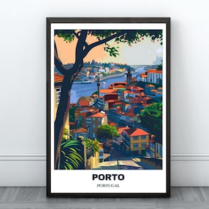 Porto Travel Printable Poster - Portugal Travel Poster - Citycape Painting - Digital Print Wall Art - Porto Home Decor - Portugal Trip Print