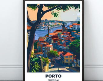 Porto Travel Printable Poster - Portugal Travel Poster - Citycape Painting - Digital Print Wall Art - Porto Home Decor - Portugal Trip Print