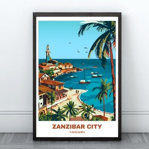 Zanzibar City Travel Printable Poster - Tanzania Travel Poster - Zanzibar Painting -Digital Print Wall Art - Tanzania Home Decor -Stone Town