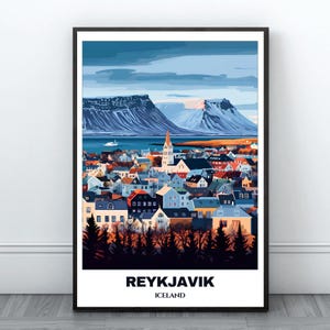Reykjavik Travel Printable Poster - Iceland Travel Poster - Cityscape Painting - Digital Print Wall Art - Home Decor - Reykjavik Trip Print