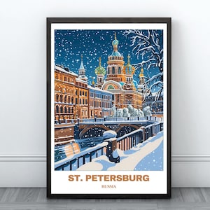 St.Petersburg Printable Travel Poster -Russia Travel Print- Citycape Painting -Digital Wall Art-St.Petersburg Home Decor-St.Petersburg Print