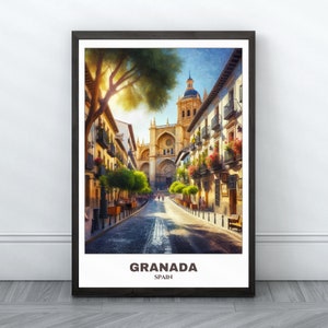 Grenada Reise druckbares Poster - Spanien Reiseplakat - Stadtbild Malerei - Digitaldruck Wandkunst - Reise Wandkunst Wohnkultur -Granada Reise