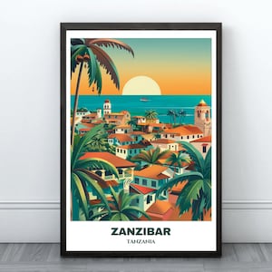 Zanzibar City Travel Printable Poster - Tanzania Travel Poster - Zanzibar Painting -Digital Print Wall Art - Tanzania Home Decor -Stone Town