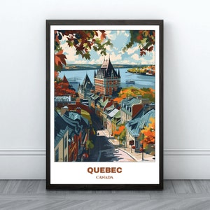 Quebec Travel Printable Poster - Canada Travel Poster - Citycape Painting - Digital Print Wall Art- Quebec Home Decor - Quebec Trip Print