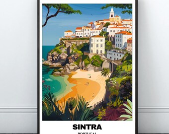 Sintra Travel Printable Poster - Portugal Travel Poster - Cityscape Painting -Digital Print Wall Art - Sintra Home Decor - Sintra Trip Print