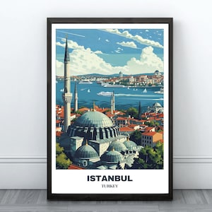 Istanbul Travel Printable Poster -Turkey Travel Poster -Cityscape Painting -Digital Print Wall Art -Istanbul Home Decor -Istanbul Trip Print
