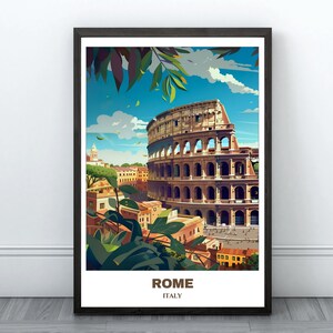 ROME Printable Travel Poster - Italy Travel Poster -Cityscape Painting - Digital Print Wall Art - Wall Art Room Decor - Colleseum Trip Print