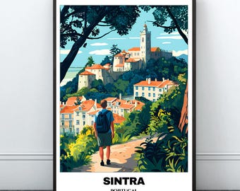 Sintra Travel Printable Poster - Portugal Travel Poster - Cityscape Painting -Digital Print Wall Art -Sintra Home Decor -Portugal Trip Print
