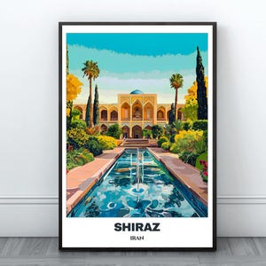 Art mural imprimé voyage Shiraz, Shiraz - impression de la ville de l'Iran, cadeau de voyage Shiraz, affiche de la ville de Shiraz, téléchargement numérique, cadeau de voyage, cadeau de mariage