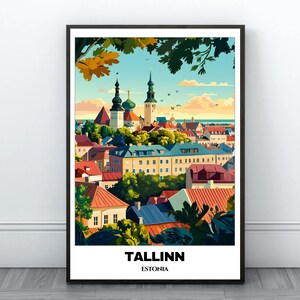 Tallinn Travel Printable Poster - Estonia Travel Poster - Citycape Painting - Digital Printable Wall Art- Tallinn Home Decor - Tallinn Trip