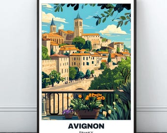 Avignon Travel Printable Poster - FranceTravel Poster - Citycape Painting - Digital Print Wall Art - Avignon Home Decor - Avignon Trip Print