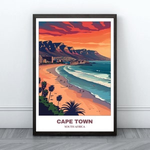 Poster imprimable de voyage au Cap - Poster de voyage en Afrique du Sud - Art mural impression numérique - Le Cap, peinture, décoration d&#39;intérieur - voyage au Cap