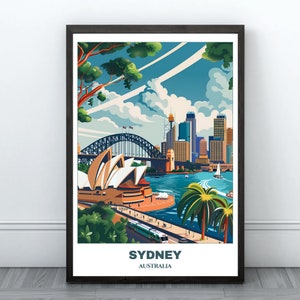 Sydney Printable Travel Poster - Australia Travel Poster -Cityscape Painting - Digital Print Wall Art - Sydney Decor -Australia Travel Print