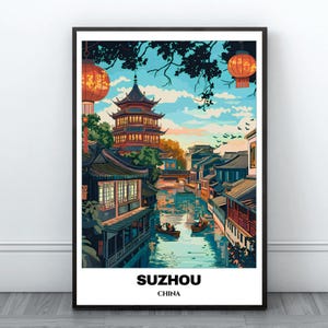 Suzhou Travel Printable Poster - China Trip Poster - Cityscape Painting - Digital Print Wall Art - Home Decor - Suzhou Affiche - Suzhou Trip