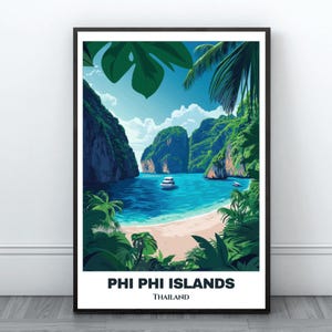 Phi Phi Islands Travel Printable Poster - Phuket Travel Poster - Phi Phi Islands Painting - Thailand Digital Wall Art - Phuket Illustration
