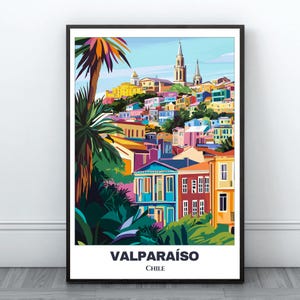 Valparaíso Travel Printable Poster -Chile Travel Poster -Citycape Painting -Digital Wall Art Print -Valparaíso Home Decor-Chile Illustration