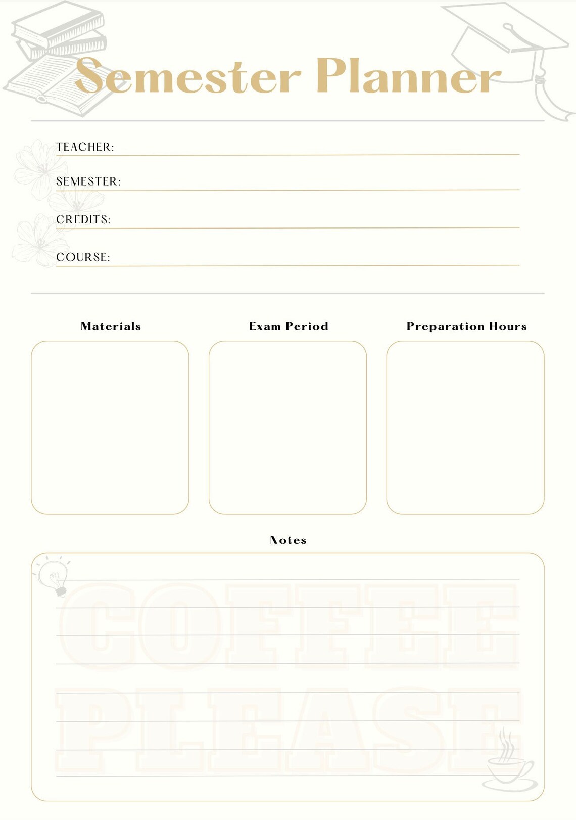 Semester Planner for Students and Teachers - Etsy