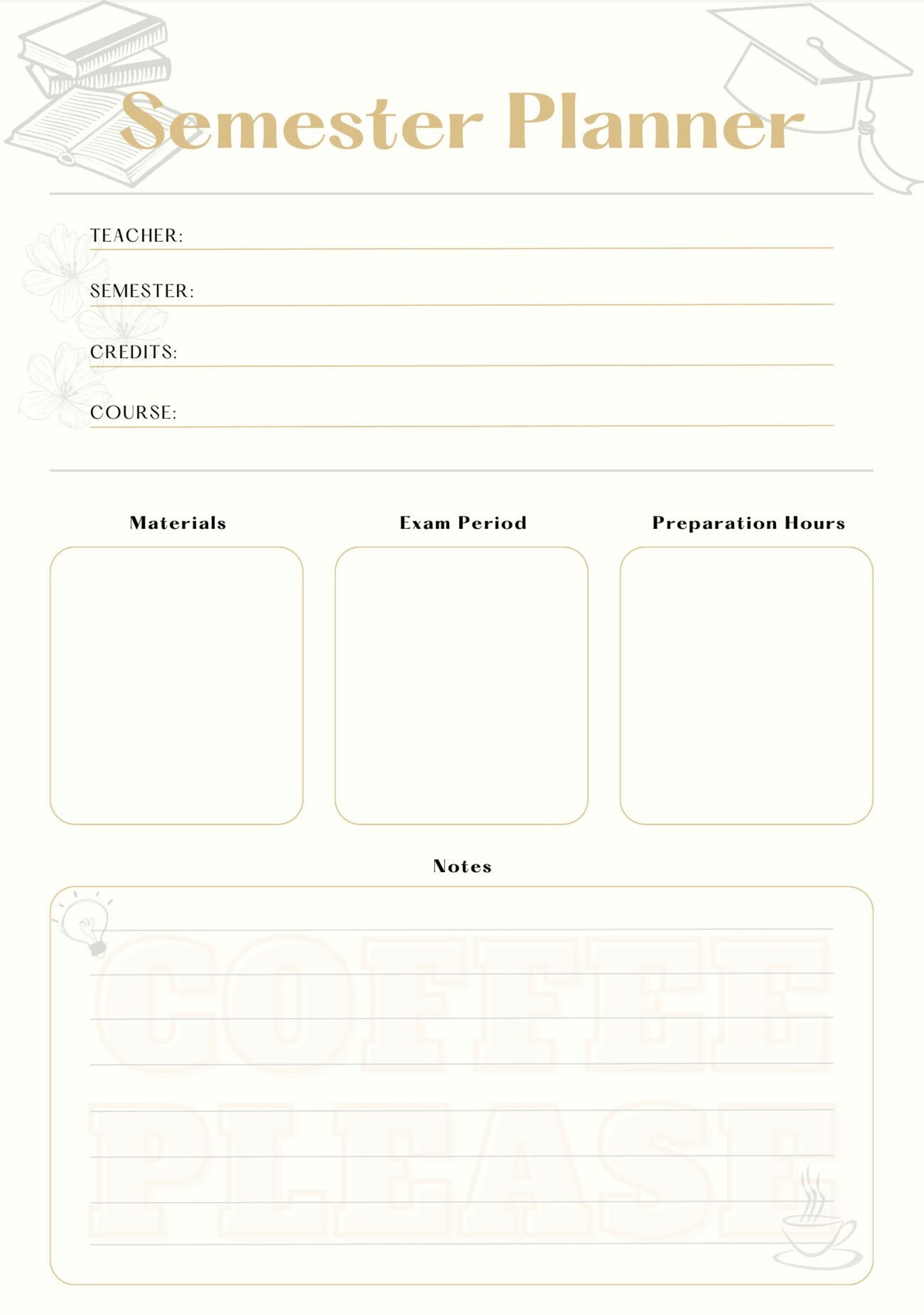 Semester Planner for Students and Teachers - Etsy