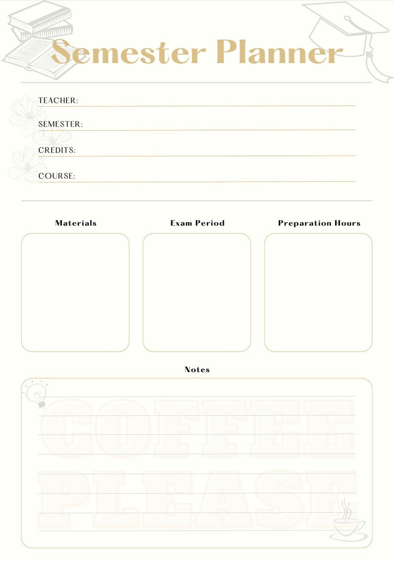 Semester Planner for Students and Teachers - Etsy