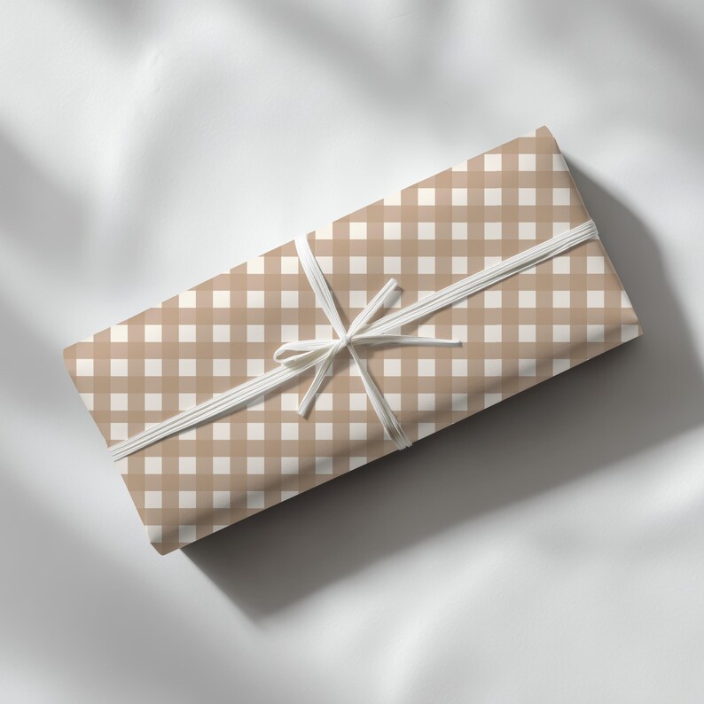 Natural Gingham Wrapping Paper: Rustic Chic Gift Wrap image 15