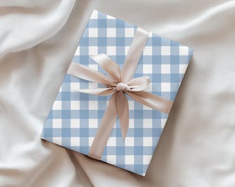 Gingham Wrapping Paper: Classic Blue | Gift Wrap | Christmas | Birthday | Holiday | Pattern