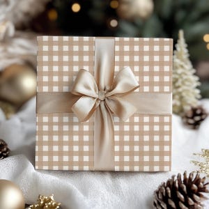 Natural Gingham Wrapping Paper: Rustic Chic Gift Wrap image 11