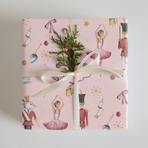 Wrapping Paper: Pink Nutcracker Design with Mice Kings, Ballerinas, Swans, and Nutcrackers | Gift Wrap | Christmas | Ballet Recitals