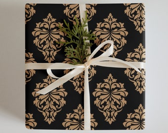 Wrapping Paper: Elegant Black and Gold Pattern | Gift Wrap | Birthday | Anniversary | Wedding