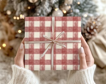 Red and White Gingham Wrapping Paper: Christmas Wrapping | Gift