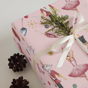 Wrapping Paper: Pink Nutcracker Design with Mice Kings, Ballerinas, Swans, and Nutcrackers | Gift Wrap | Christmas | Ballet Recitals