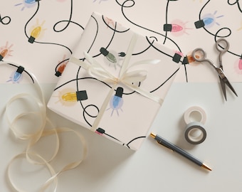 Wrapping Paper: Hand-Drawn Sparkling Christmas Lights | Holiday | Gift Wrap