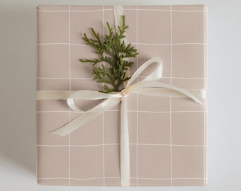 Wrapping Paper: Classic White Checkerboard on Light Warm Brown Background | Gift Wrap | Birthday | Wedding | Anniversary