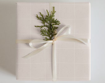 Classic White Checkerboard on Warm off White Background | Gift Wrap | Birthday | Wedding | Anniversary