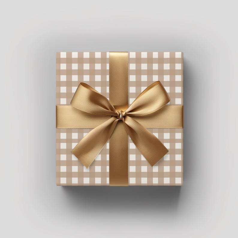 Natural Gingham Wrapping Paper: Rustic Chic Gift Wrap image 14