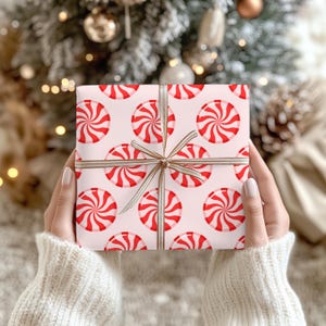 Christmas Wrapping Paper: Peppermint Pattern Gift Wrap, Set of 3