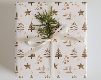 Wrapping Paper: Christmas Joy Stars, Trees & Leaves  | Gift Wrap | Holiday | Christmas | Festive