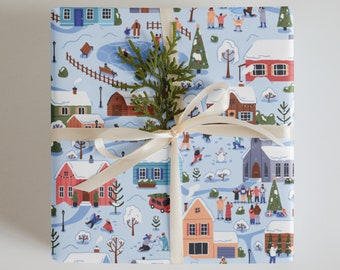 Wrapping Paper: Snowy Winter Village Christmas | Gift Wrap | Festive | Holiday |