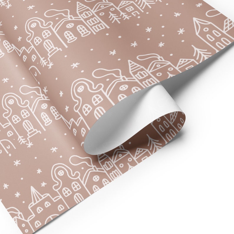 Christmas Village Delight Wrapping Paper Sheets | Festive Stick Drawn Design | Holiday Gift Wrap for Joyful Presents