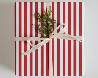 Wrapping Paper: Classic Red and White Striped Christmas Design | Gift Wrap | Holiday Wrapping | Stripe Pattern