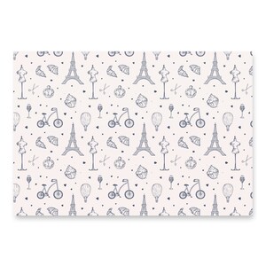 French-Inspired Wrapping Paper Sheets: Eiffel Towers, Hot Air Balloons, Cupcakes, and Croissant Delights | Parisian Chic Gift Wrap Designs