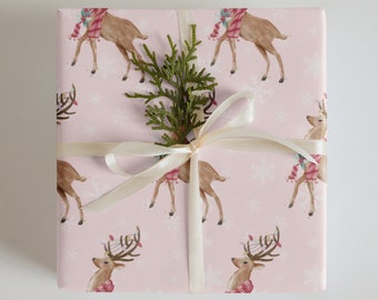 Wrapping Paper: Christmas Design With Reindeer & Snowflakes Pattern | Gift Wrap | Holiday Wrapping | Pattern Wrapping