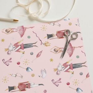 Wrapping Paper: Pink Nutcracker Design with Mice Kings, Ballerinas, Swans, and Nutcrackers | Gift Wrap | Christmas | Ballet Recitals