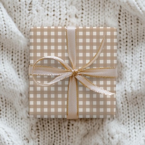 Natural Gingham Wrapping Paper: Rustic Chic Gift Wrap image 1