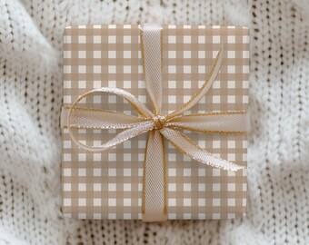 Natural Gingham Wrapping Paper: Rustic Chic Gift Wrap
