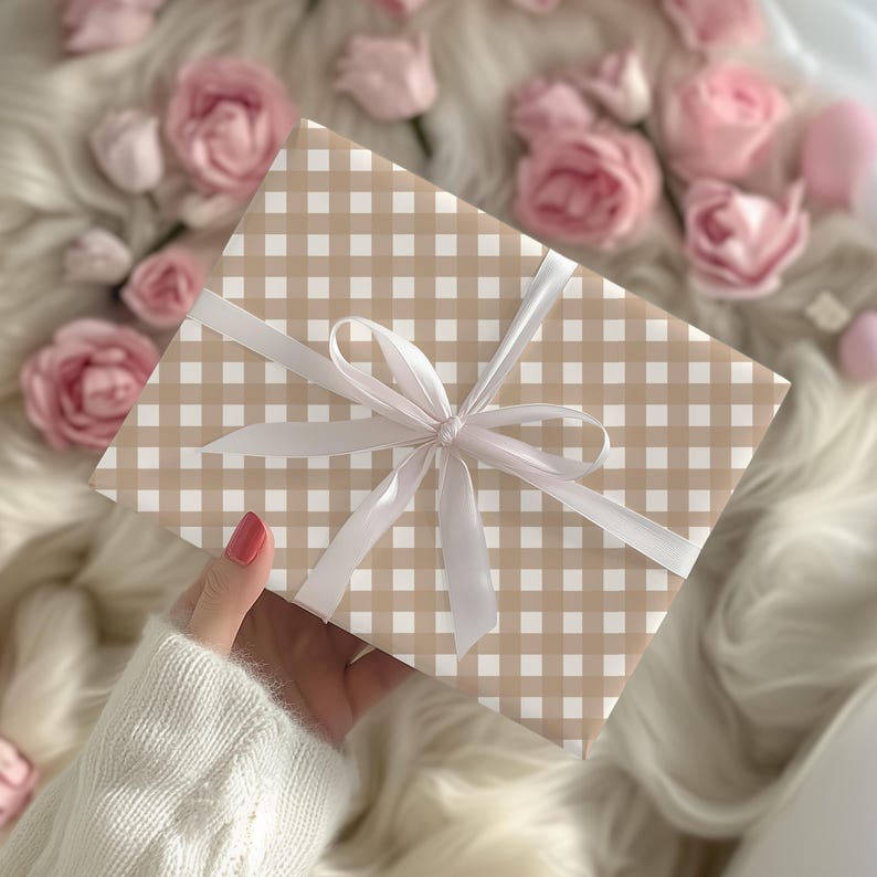 Natural Gingham Wrapping Paper: Rustic Chic Gift Wrap image 19